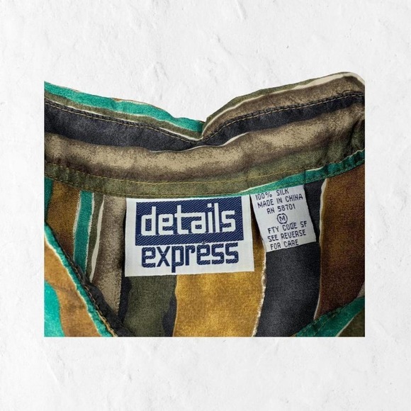 Tail Men's Striped Casual Button Down Shirt - Green, Brown, Black - Picture 4 of 4